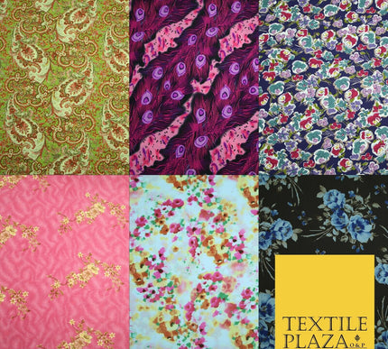 Mix Floral Animal Abstract Printed Fine Crepe Polyester Summer Dress Fabric 58"