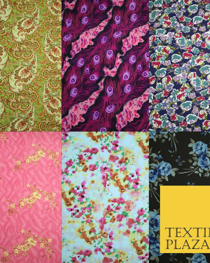 Mix Floral Animal Abstract Printed Fine Crepe Polyester Summer Dress Fabric 58"