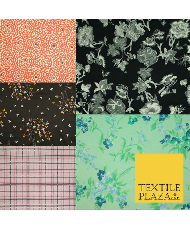 Floral Animal Abstract Printed Cotton Sateen Lawn Summer Dress Fabric Flower 58"