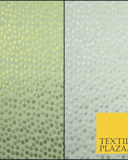 Metallic Gold Silver Spotted Circles Textured Brocade Jacquard Dress Fabric