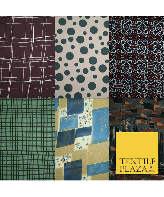 Mix Floral Animal Abstract Printed Fine Crepe Polyester Summer Dress Fabric 58"