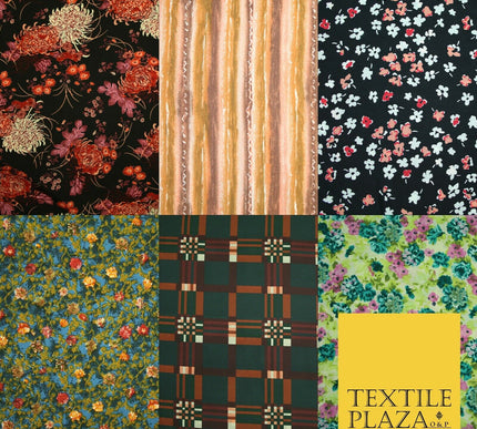 Mix Floral Animal Abstract Printed Fine Crepe Polyester Summer Dress Fabric 58"