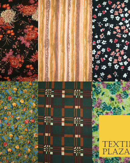 Mix Floral Animal Abstract Printed Fine Crepe Polyester Summer Dress Fabric 58"