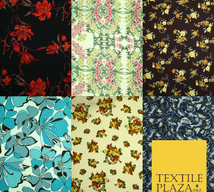 Mix Floral Animal Abstract Printed Fine Crepe Polyester Summer Dress Fabric 58"