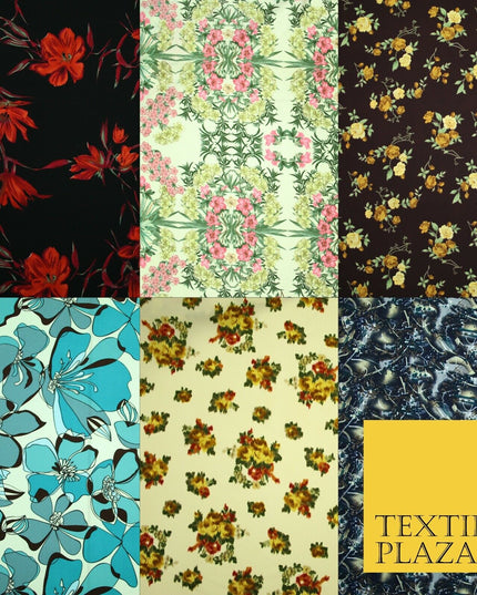 Mix Floral Animal Abstract Printed Fine Crepe Polyester Summer Dress Fabric 58"