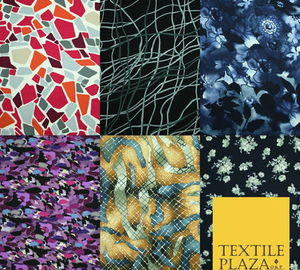 Mix Floral Animal Abstract Printed Fine Crepe Polyester Summer Dress Fabric 58"