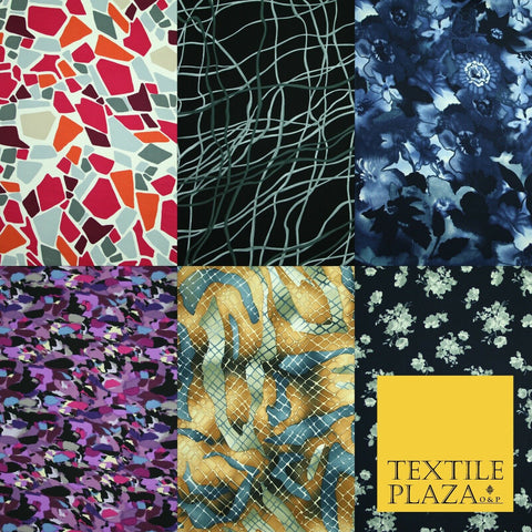 Mix Floral Animal Abstract Printed Fine Crepe Polyester Summer Dress Fabric 58"