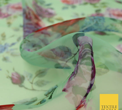Italian Design Premium Floral Digital Printed Sheer Organza 100%Polyester Fabric