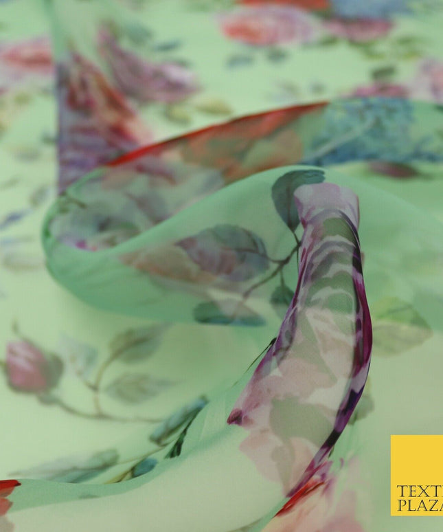 Italian Design Premium Floral Digital Printed Sheer Organza 100%Polyester Fabric