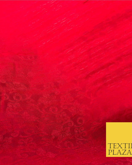 Premium Red Fancy Floral Shimmer Jacquard Fabric Dress Material 45" NC665