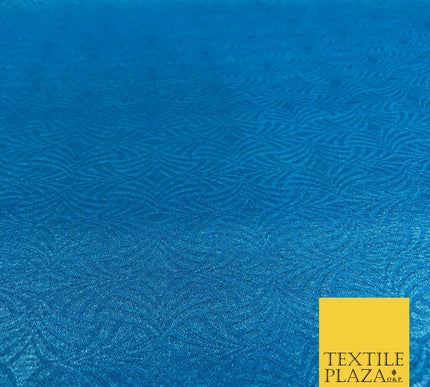 Premium Turquoise Fancy Waves Shimmer Jacquard Fabric Dress Material 45" NC656