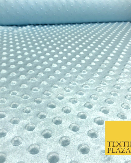 Blue Soft Plush Dimple Fleece Popcorn Embossed Dots Blankets Craft 1062