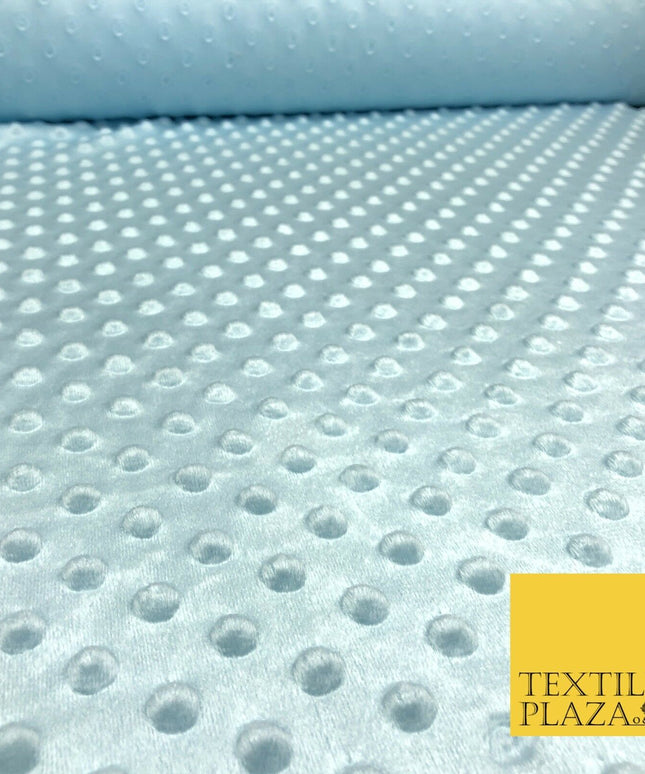 Blue Soft Plush Dimple Fleece Popcorn Embossed Dots Blankets Craft 1062