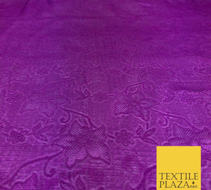 Premium Purple Fancy Floral Shimmer Jacquard Fabric Dress Material 45" NC661