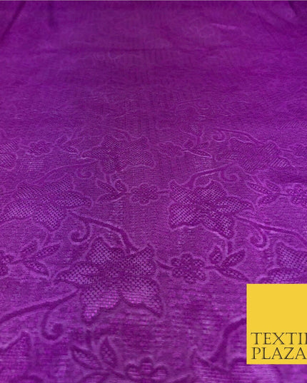 Premium Purple Fancy Floral Shimmer Jacquard Fabric Dress Material 45" NC661