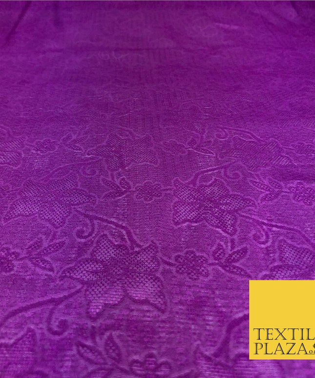 Premium Purple Fancy Floral Shimmer Jacquard Fabric Dress Material 45" NC661