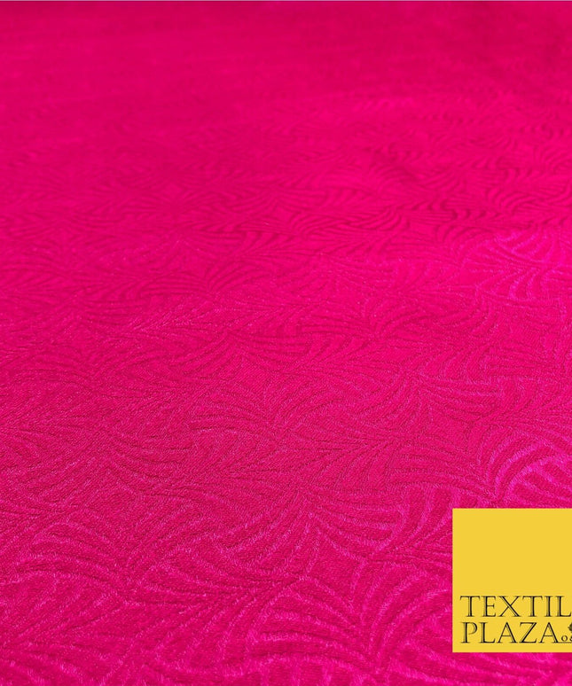 Premium Cerise Pink Fancy Waves Shimmer Jacquard Fabric Dress Material 45" NC657