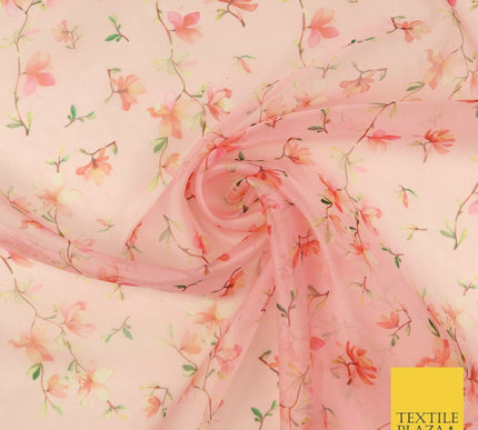 Italian Design Premium Floral Digital Printed Sheer Organza 100%Polyester Fabric