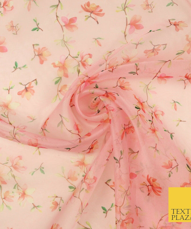 Italian Design Premium Floral Digital Printed Sheer Organza 100%Polyester Fabric