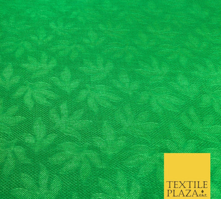 Premium Green Fancy Leaves Shimmer Jacquard Fabric Dress Material 45" NC664