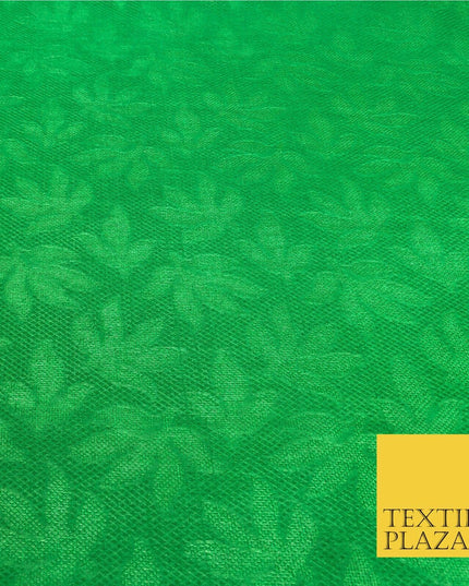 Premium Green Fancy Leaves Shimmer Jacquard Fabric Dress Material 45" NC664