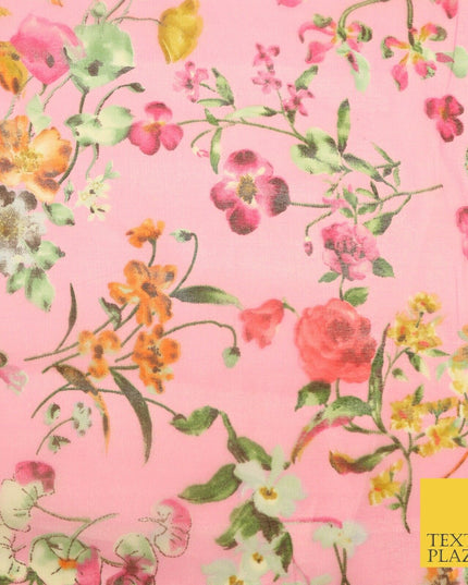 Italian Design Premium Floral Digital Printed Sheer Organza 100%Polyester Fabric