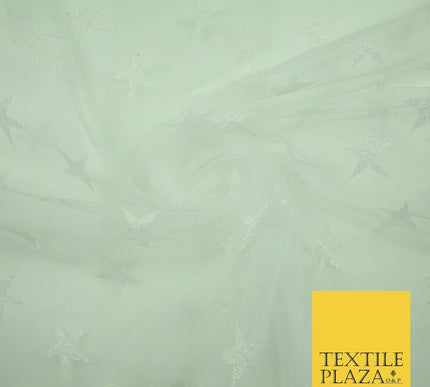 Gold Blue White Metallic 3cm Embroidered Star Mesh Net Fabric Sparkle DressCraft