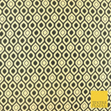 Gold Black Moroccan Lattice Retro Abstract Printed Charmeuse Satin Fabric 2940