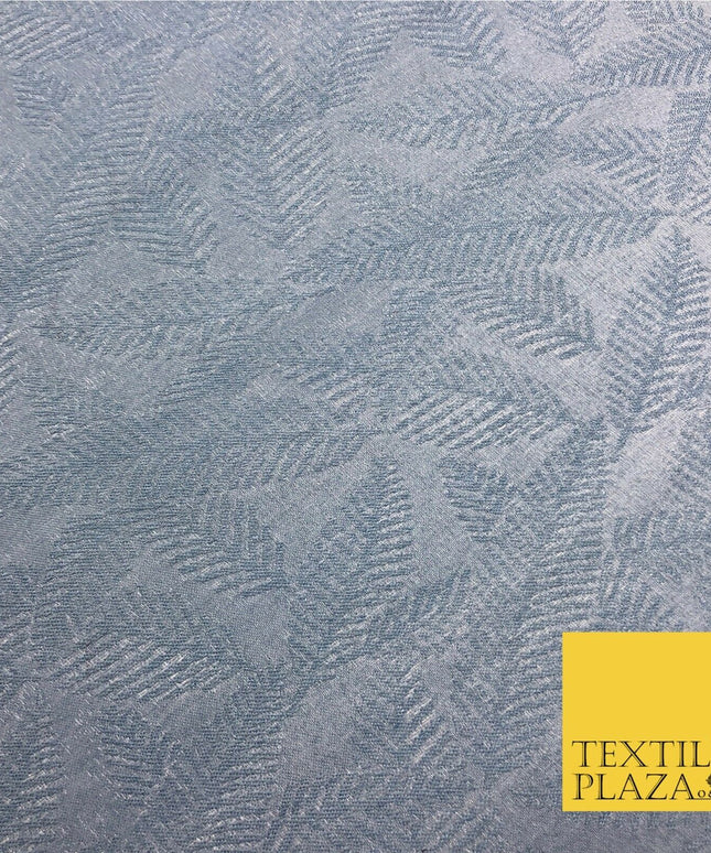 Premium Grey Fancy Palm Leaves Shimmer Jacquard Fabric Dress Material 45" NC663