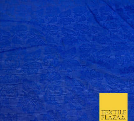 Premium Royal Blue Fancy Floral Shimmer Jacquard Fabric Dress Material 45" NC655