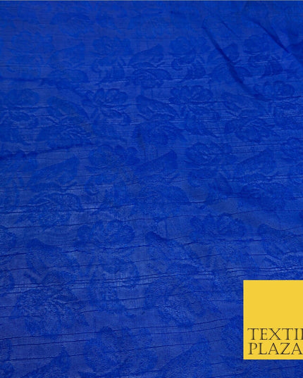 Premium Royal Blue Fancy Floral Shimmer Jacquard Fabric Dress Material 45" NC655