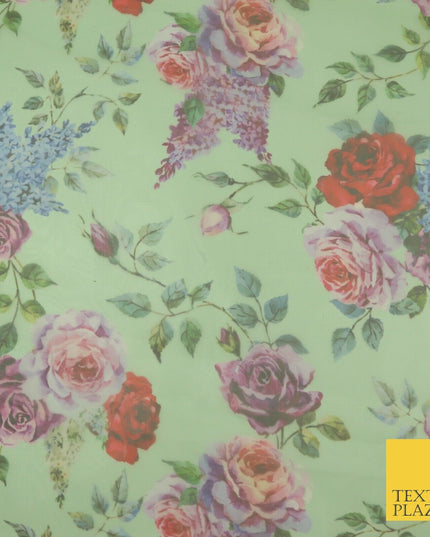 Italian Design Premium Floral Digital Printed Sheer Organza 100%Polyester Fabric