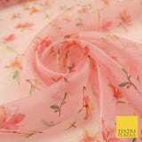Italian Design Premium Floral Digital Printed Sheer Organza 100%Polyester Fabric