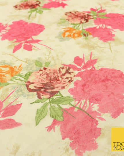 Italian Design Premium Floral Digital Printed Sheer Organza 100%Polyester Fabric