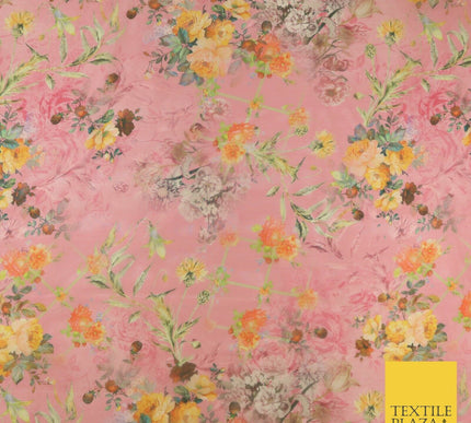 Italian Design Premium Floral Digital Printed Sheer Organza 100%Polyester Fabric