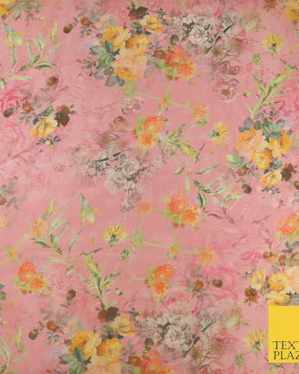 Italian Design Premium Floral Digital Printed Sheer Organza 100%Polyester Fabric