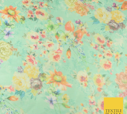 Italian Design Premium Floral Digital Printed Sheer Organza 100%Polyester Fabric