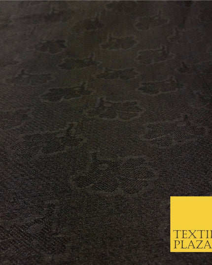 Premium Black Fancy Floral Shimmer Jacquard Fabric Dress Material 45" NC662