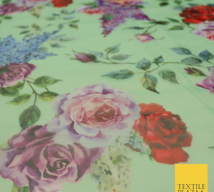 Italian Design Premium Floral Digital Printed Sheer Organza 100%Polyester Fabric
