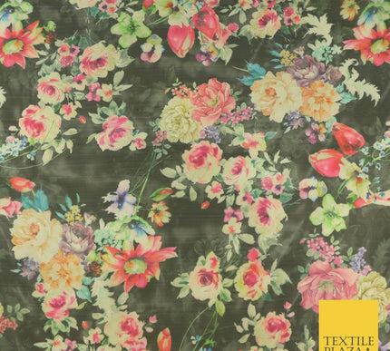 Italian Design Premium Floral Digital Printed Sheer Organza 100%Polyester Fabric