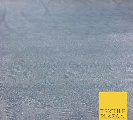 Premium Grey Fancy Palm Leaves Shimmer Jacquard Fabric Dress Material 45" NC663