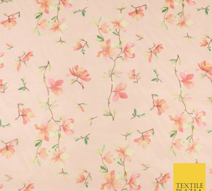 Italian Design Premium Floral Digital Printed Sheer Organza 100%Polyester Fabric