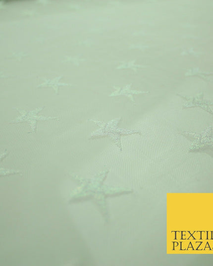 Gold Blue White Metallic 3cm Embroidered Star Mesh Net Fabric Sparkle DressCraft