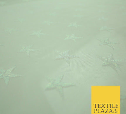 Gold Blue White Metallic 3cm Embroidered Star Mesh Net Fabric Sparkle DressCraft