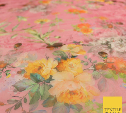 Italian Design Premium Floral Digital Printed Sheer Organza 100%Polyester Fabric