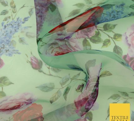 Italian Design Premium Floral Digital Printed Sheer Organza 100%Polyester Fabric