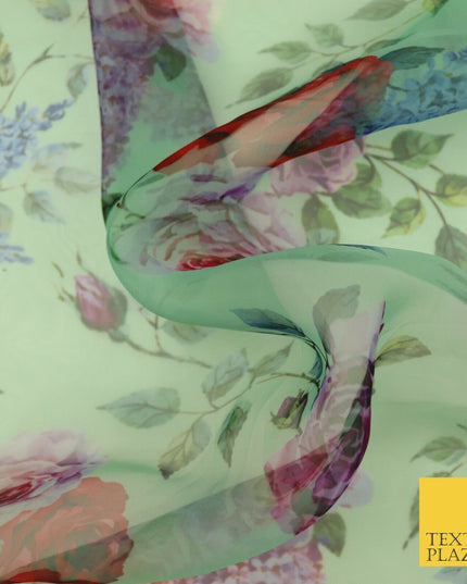 Italian Design Premium Floral Digital Printed Sheer Organza 100%Polyester Fabric