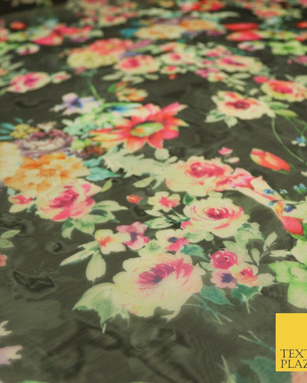 Italian Design Premium Floral Digital Printed Sheer Organza 100%Polyester Fabric