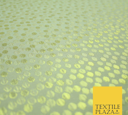 Metallic Gold Silver Spotted Circles Textured Brocade Jacquard Dress Fabric