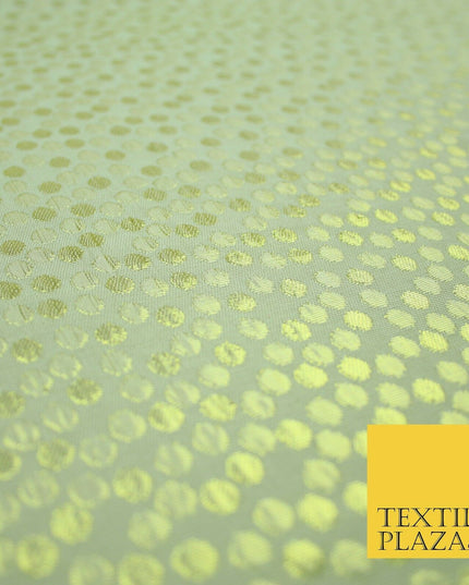 Metallic Gold Silver Spotted Circles Textured Brocade Jacquard Dress Fabric